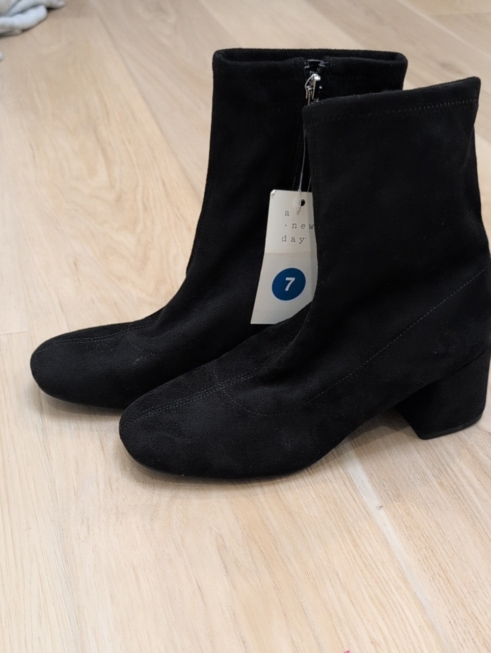 Black Suede Block Heel Ankle Boots (Target - A New Day) Size 7